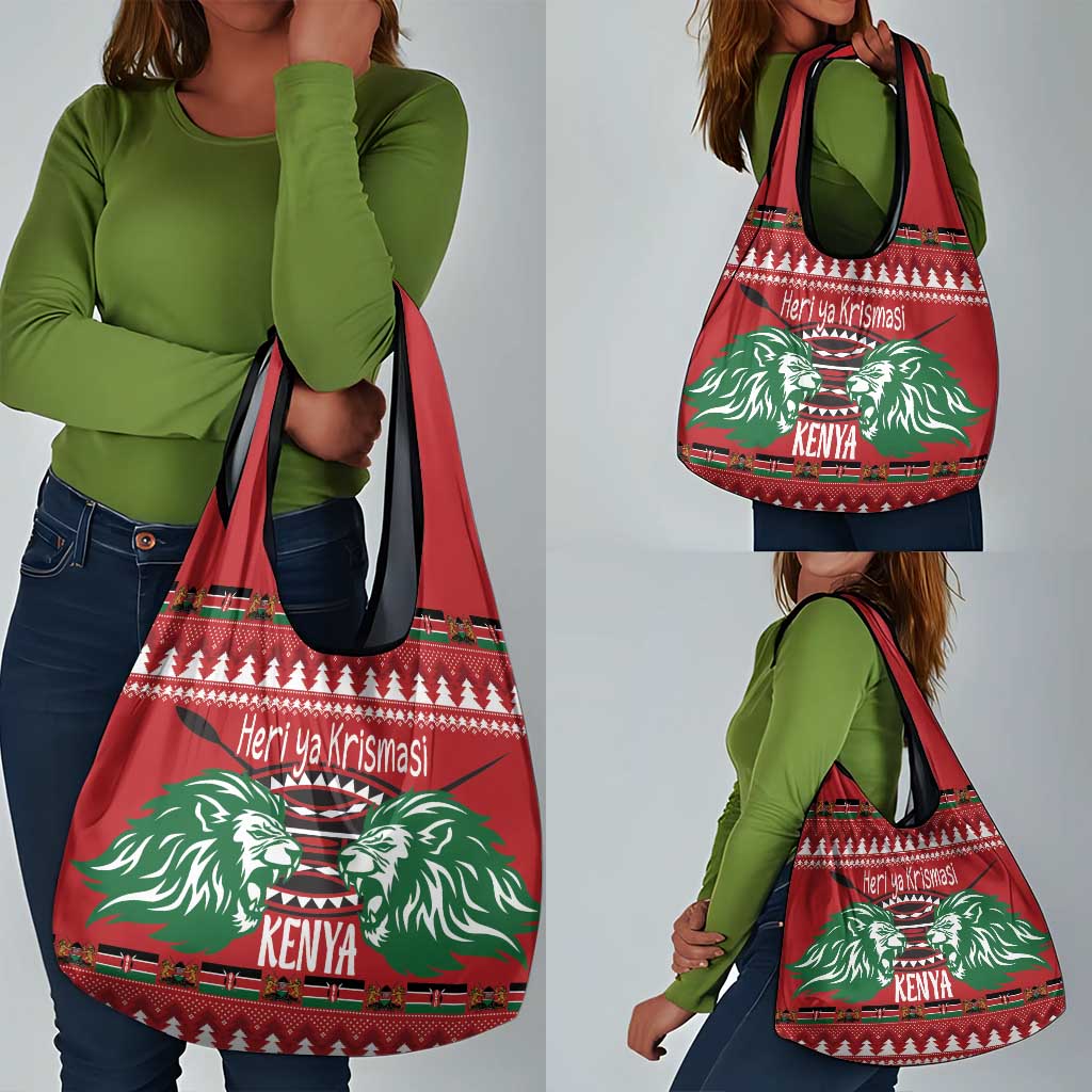 Afro Kenya Christmas Grocery Bag Head Lion - Heri ya Krismasi