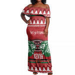 Afro Kenya Christmas Off Shoulder Maxi Dress Head Lion - Heri ya Krismasi