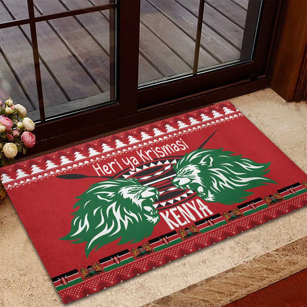 Afro Kenya Christmas Rubber Doormat Head Lion - Heri ya Krismasi
