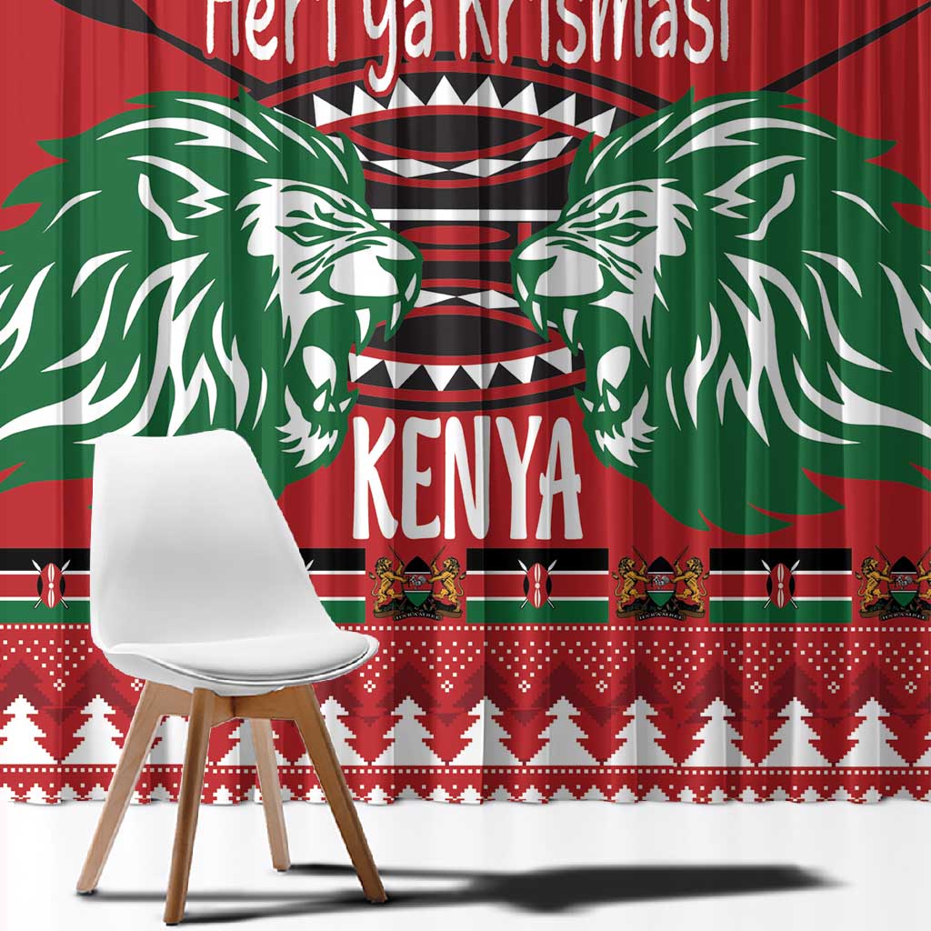 Afro Kenya Christmas Window Curtain Head Lion - Heri ya Krismasi