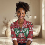 Afro Kenya Christmas Women Casual Shirt Head Lion - Heri ya Krismasi LT18