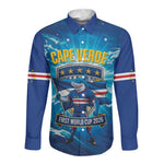 Blue Shark Cape Verde Football Long Sleeve Button Shirt First World Cup 2026 - African Pride