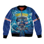 Blue Shark Cape Verde Football Sleeve Zip Bomber Jacket First World Cup 2026 - African Pride