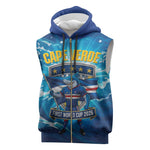 Blue Shark Cape Verde Football Sleeveless Zip Hoodie First World Cup 2026 - African Pride
