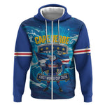Blue Shark Cape Verde Football Zip Hoodie First World Cup 2026 - African Pride