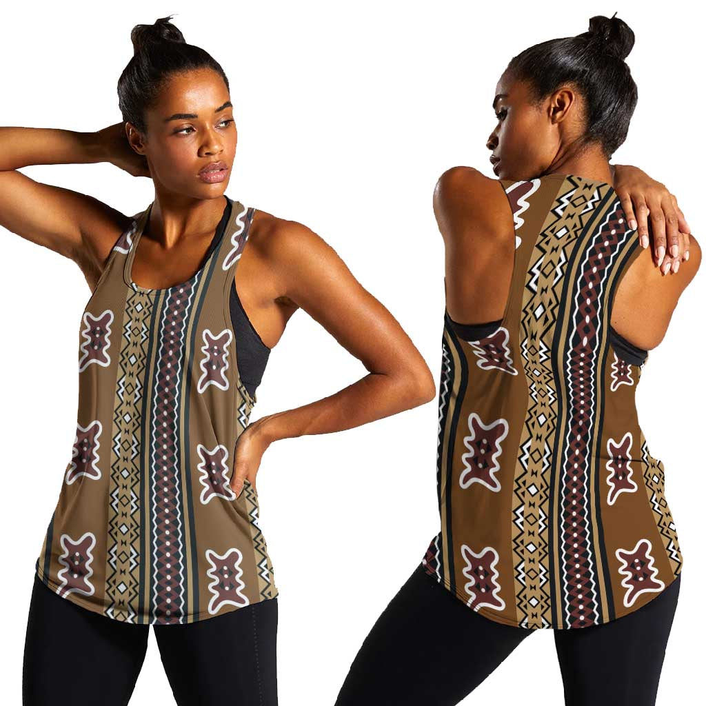 Mali Mud Cloth Women Racerback Tank Traditional Bologan Pattern LT15