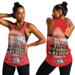Remembering the Red Tail Heroes Women Racerback Tank Tuskegee Airmen Legacy - Red - African Pride