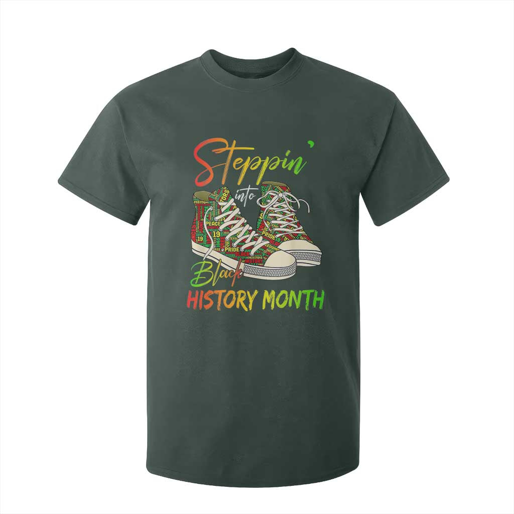 Stepping Into Black History Month T Shirt For Kid Black Pride Sneakers