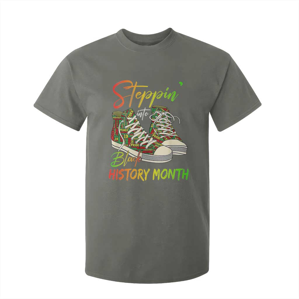 Stepping Into Black History Month T Shirt For Kid Black Pride Sneakers