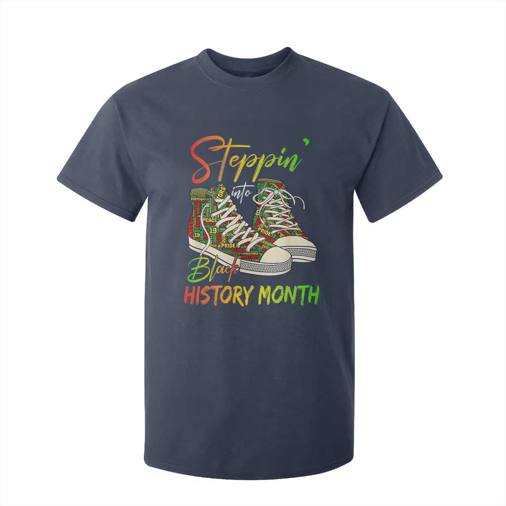 Stepping Into Black History Month T Shirt For Kid Black Pride Sneakers