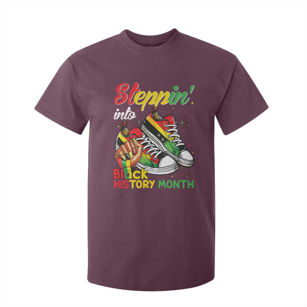 Stepping Into Black History Month T Shirt For Kid Proud Black Girls Sneakers
