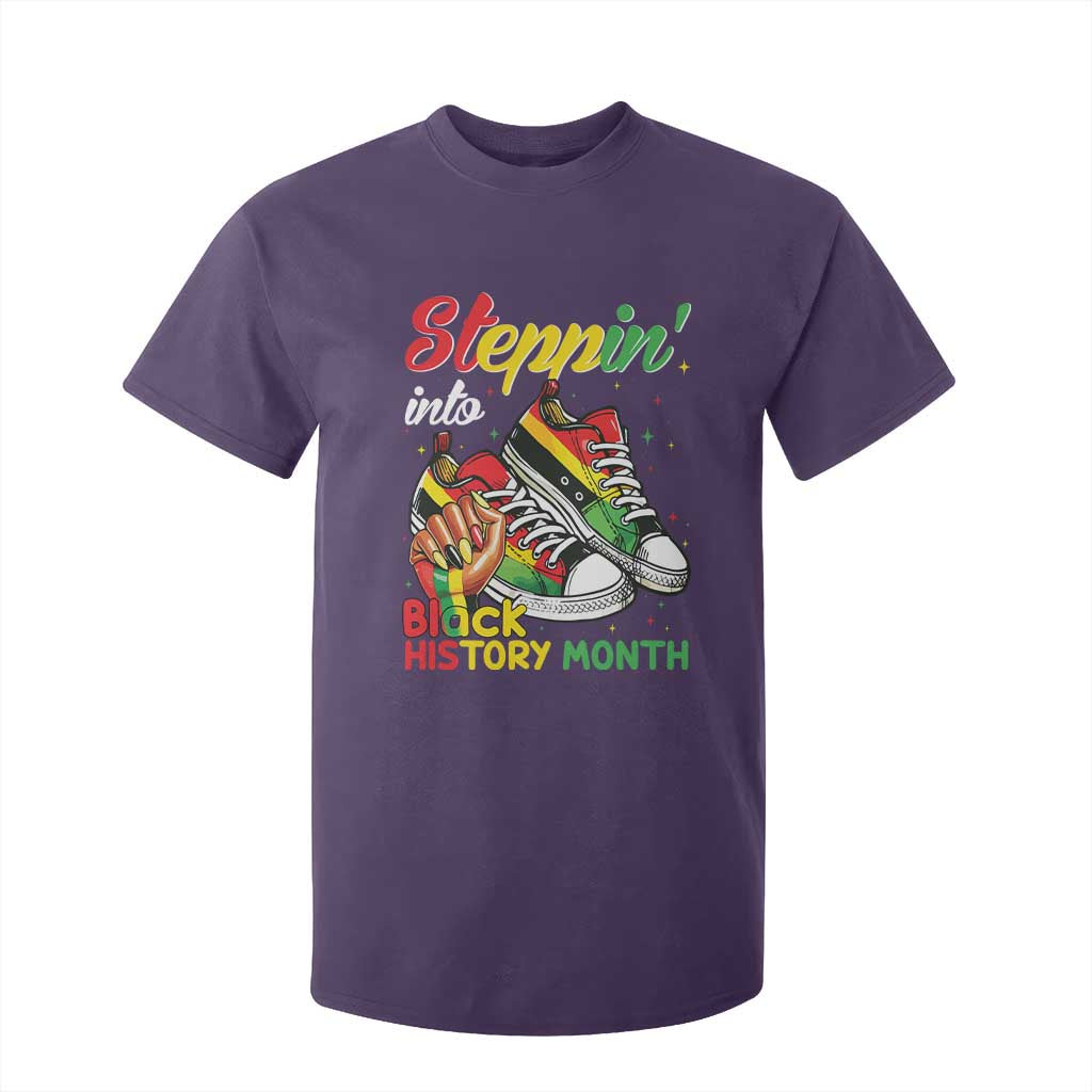 Stepping Into Black History Month T Shirt For Kid Proud Black Girls Sneakers