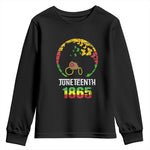 Juneteenth 1865 Youth Long Sleeve Shirt Retro Black Woman Pride