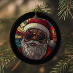 African American Santa Melanin Claus Stained Glass Effect Printed Christmas Ornament Melanin Claus Festive Xmas Tree