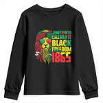 Juneteenth Youth Long Sleeve Shirt Celebrate Black Freedom 1865 Dope Dreadlocks Lion Locs Rasta Hair