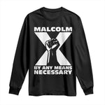 Malcolm X Power Fist Long Sleeve Shirt Civil Rights Leader Pride Bold Statement - African Pride