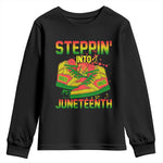Steppin' Into Juneteenth 1865 Youth Long Sleeve Shirt Freedom Day African American Pride