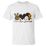Peace Love Juneteenth T Shirt 1865 Heart Kente Peace Sign Africa Fist - African Pride