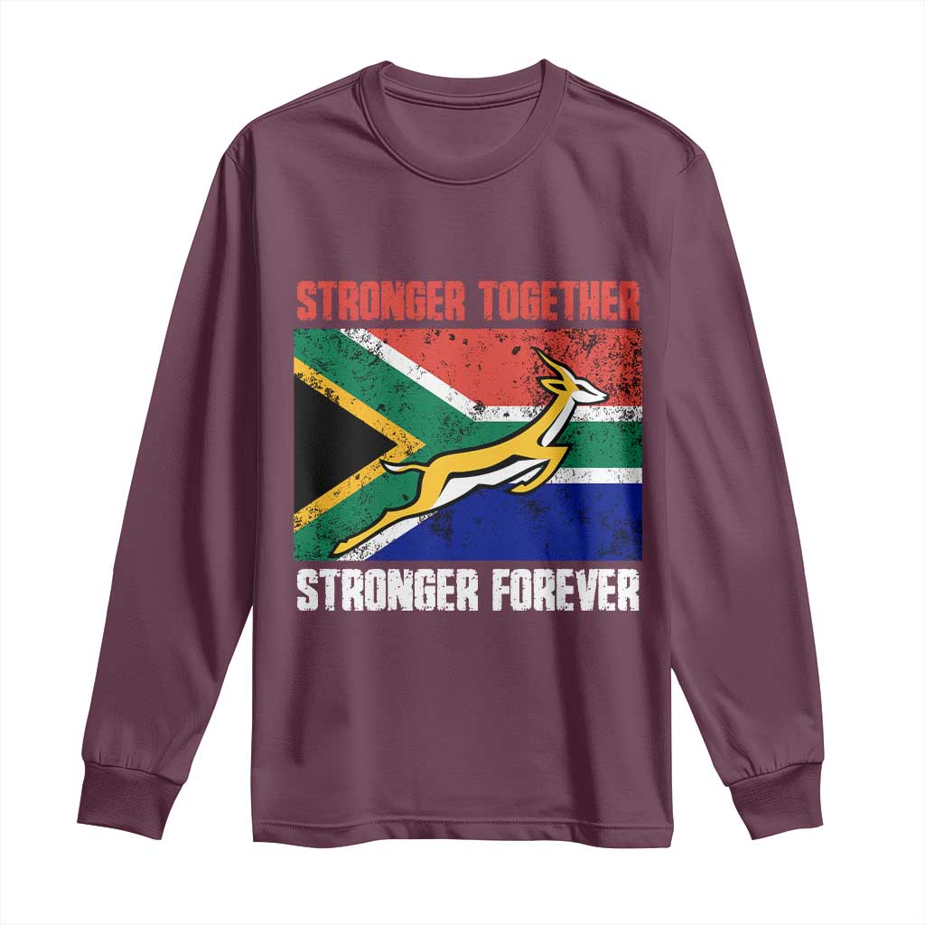 South Africa Rugby Springboks Long Sleeve Shirt Stronger Together Stronger Forever Go Bokke