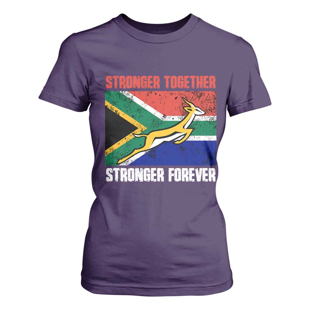 South Africa Rugby Springboks T Shirt For Women Stronger Together Stronger Forever Go Bokke