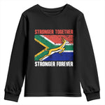 South Africa Rugby Springboks Youth Long Sleeve Shirt Stronger Together Stronger Forever Go Bokke