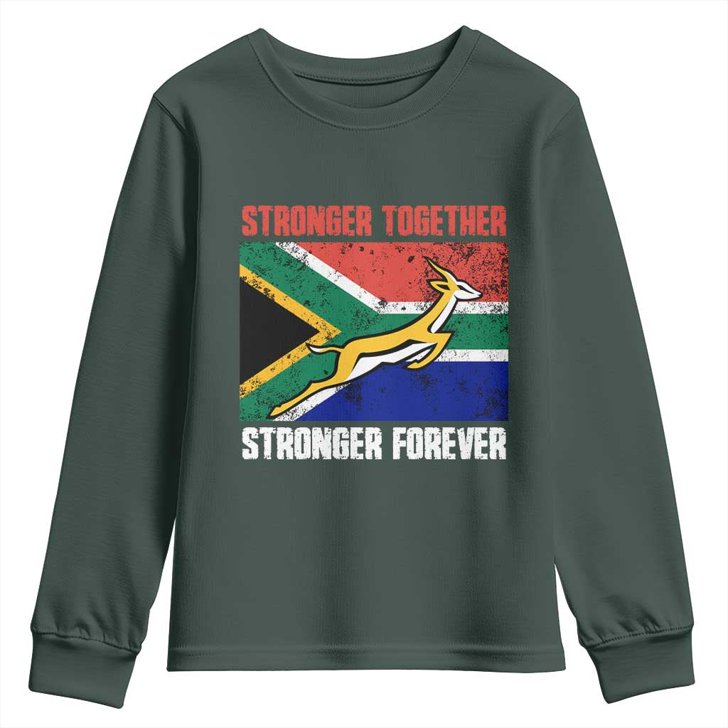 South Africa Rugby Springboks Youth Long Sleeve Shirt Stronger Together Stronger Forever Go Bokke