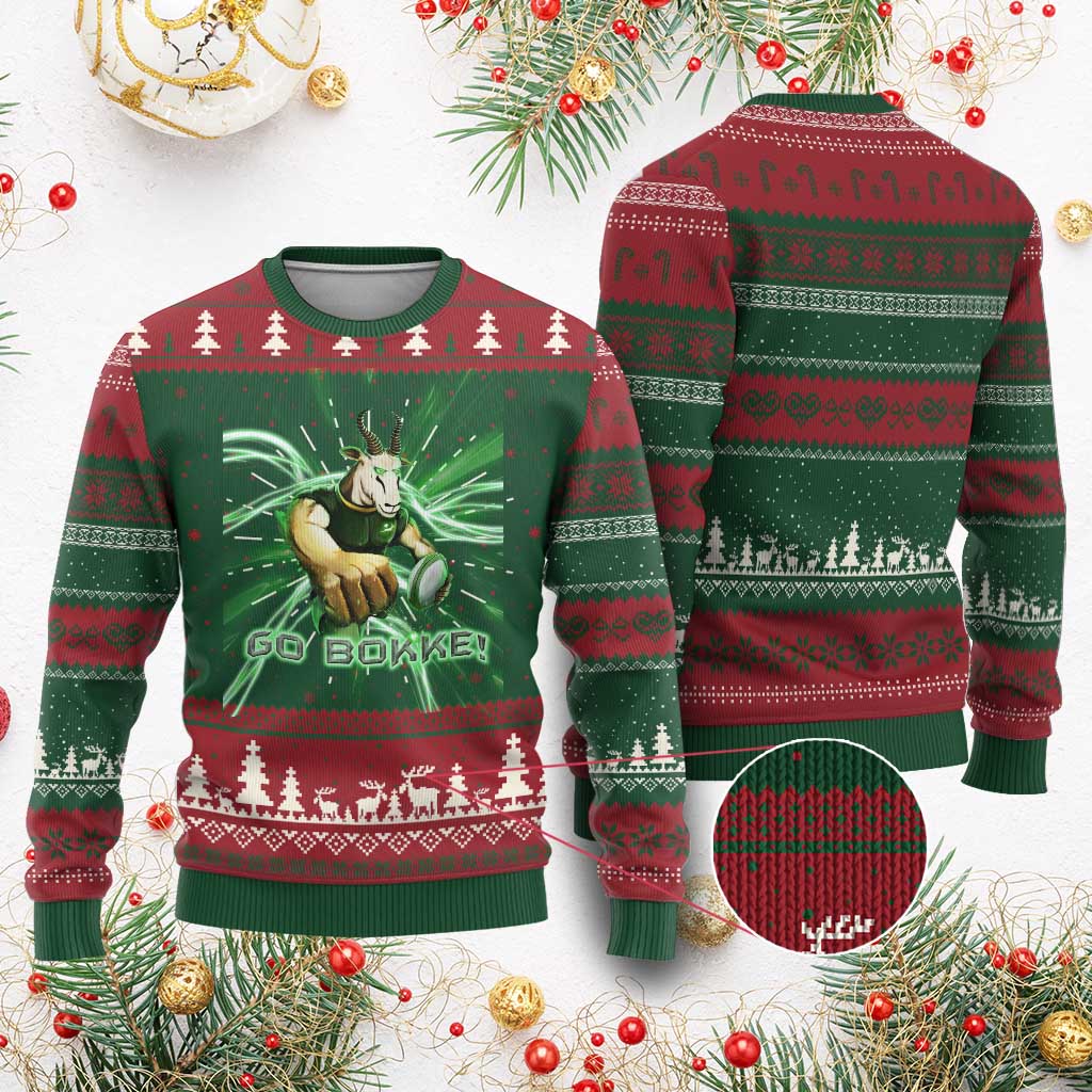 South Africa Rugby Springboks Knit Sweatshirt Go Bokke Forever Stronger Together