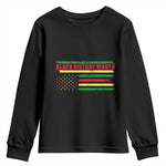 Black History Month Youth Long Sleeve Shirt African American Pride US Flag