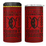 Eswatini Flag 4 in 1 Can Cooler Tumbler Nguni Shield Spear Pattern