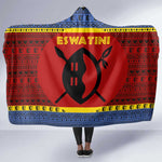 Eswatini Flag Hooded Blanket Nguni Shield Spear Pattern