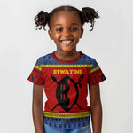 Eswatini Flag Kid T shirt Nguni Shield Spear Pattern