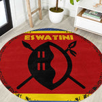 Eswatini Flag Round Carpet Nguni Shield Spear Pattern
