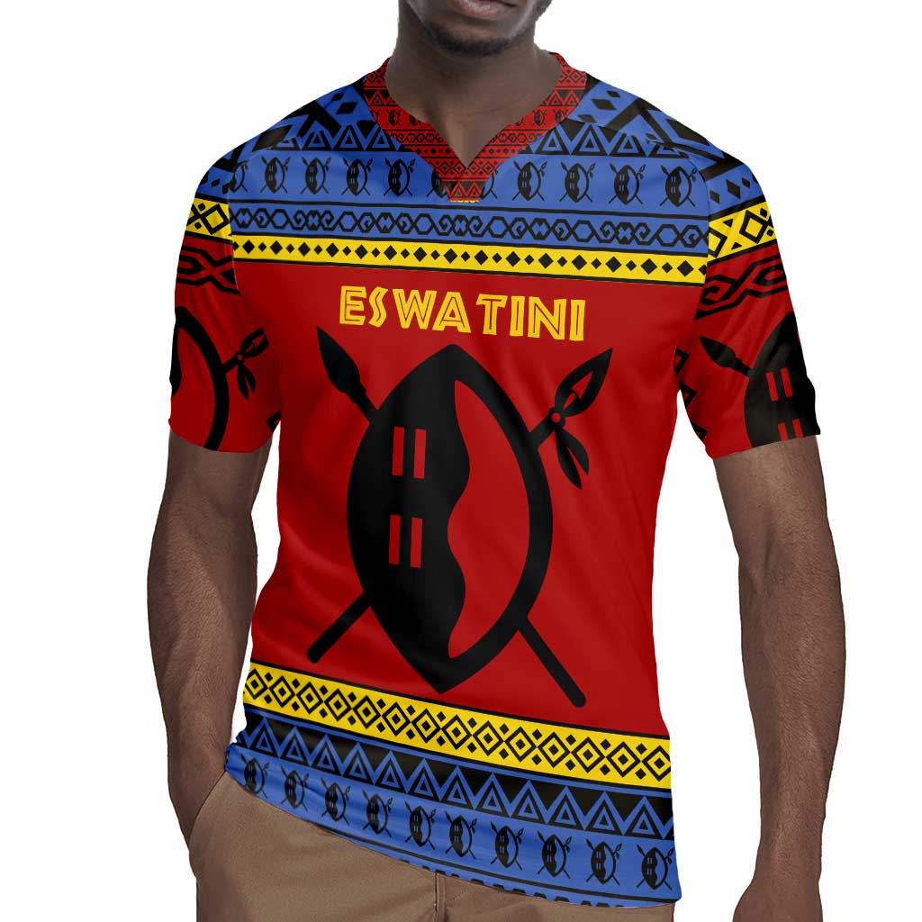 Eswatini Flag Rugby Jersey Nguni Shield Spear Pattern