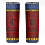 Eswatini Flag Skinny Tumbler Nguni Shield Spear Pattern