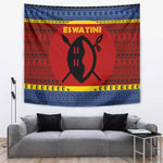 Eswatini Flag Tapestry Nguni Shield Spear Pattern