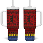 Eswatini Flag Tumbler With Handle Nguni Shield Spear Pattern
