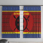 Eswatini Flag Window Curtain Nguni Shield Spear Pattern