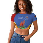 Aloe Vera Eswatini Raglan Cropped T shirt Flag Print and Cultural Motif From Thorn to Flame