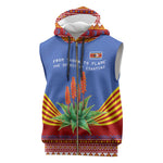 Aloe Vera Eswatini Sleeveless Zip Hoodie Flag Print and Cultural Motif From Thorn to Flame - African Pride
