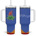 Aloe Vera Eswatini Tumbler With Handle Flag Print and Cultural Motif From Thorn to Flame