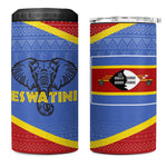 Elephant Eswatini 4 in 1 Can Cooler Tumbler Swaziland Shield Tribal Pattern and National Flag