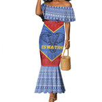 Elephant Eswatini Mermaid Dress Swaziland Shield Tribal Pattern and National Flag