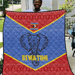Elephant Eswatini Quilt Swaziland Shield Tribal Pattern and National Flag