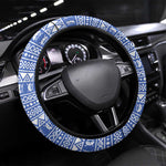 Elephant Eswatini Steering Wheel Cover Swaziland Shield Tribal Pattern and National Flag