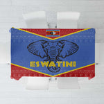 Elephant Eswatini Tablecloth Swaziland Shield Tribal Pattern and National Flag