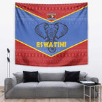 Elephant Eswatini Tapestry Swaziland Shield Tribal Pattern and National Flag