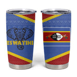 Elephant Eswatini Tumbler Cup Swaziland Shield Tribal Pattern and National Flag