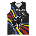 Eswatini Elephant Basketball Jersey Swazi Flag Colors and Cosmic Background - African Pride