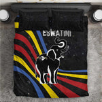 Eswatini Elephant Bedding Set Swazi Flag Colors and Cosmic Background