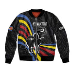 Eswatini Elephant Bomber Jacket Swazi Flag Colors and Cosmic Background